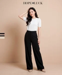 Quần Suông Ống Rộng Xếp Ly Cạp Cao HOPELUCK Tôn Dáng Phong Cách Sang Chảnh Hiện Đại 26QAD002