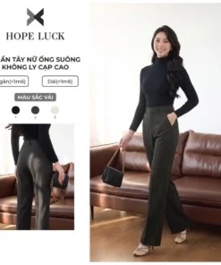 Quần Tây Công Sở Nữ Ống Suông, Cap Cao, Không Ly HOPELUCK Tôn Dáng, Thanh Lịch, Không Nhăn 26QAD005
