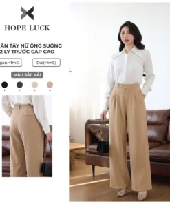 Quần Dài Nữ Ống Suông 2 Ly Trước Cạp Cao HOPE LUCK Trẻ Trung Thanh Lịch Dễ Phối Ít Nhăn 26QAD001